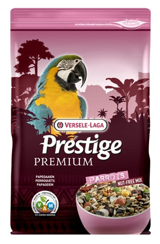 Versele-Laga Premium Vogelfutter für Papageien ohne Nüsse, Verpackung Rückseite mit Inhaltsstoffen