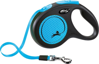 Flexi Rollleine New Classic Neonband Schwarz Blau – Hundeleine Frontansicht