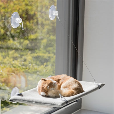 Trixie Katzen-Fensterhängematte grau – Verpackung und Produktübersicht
