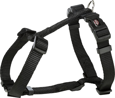 Trixie H-Body Hundegeschirr schwarz, Seitenansicht mit verstellbaren Gurten