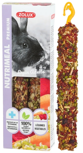 Zolux Nutrimeal Stick Kaninchengemüse – Gemüse-Knabberstange als Leckerli für Kaninchen