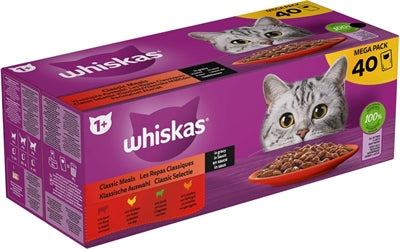 Whiskas Adult Multipack klassische Fleischauswahl in Sosse Katzenfutter Beutel