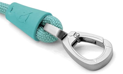 Morso Hundeleine Seil aquamarinblau Detailansicht Karabiner Griff – Leine Hund Seil blau Morso robust leicht