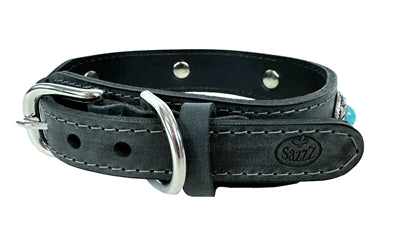 Sazzz Zzzsazzz Halsband Hund Boho Schatz Stein Vintage Leder Anthrazit