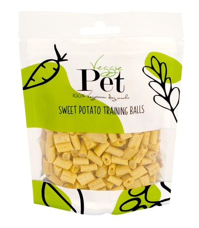 Veggie Pet Süßkartoffel Trainingsbälle Hundesnack Detailansicht – vegetarisch Leckerli Training Hund rund
