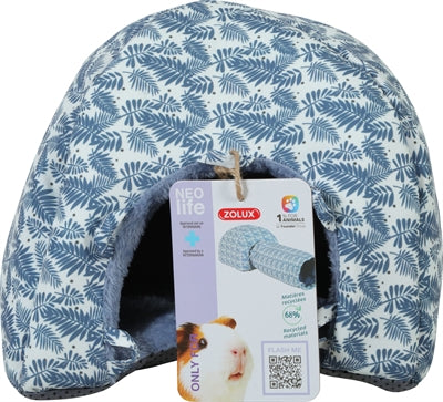 Zolux Neolife Iglu Meerschweinchen Blau Frontansicht – Kleintier Höhle Kuschel Versteck Käfig