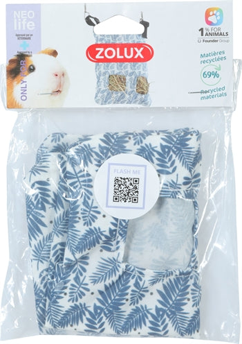 Zolux Neolife Heusack Meerschweinchen Blau – Heuraufe Stoff Käfig hängend Futterspender Nager