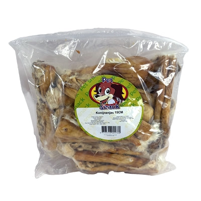 Petsnack Kaninchen Jacken Detailansicht – getrocknete Kaninchensnacks Hund Nahaufnahme Textur