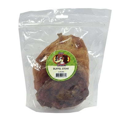 Petsnack Büffel Steak Detailansicht – getrockneter Kausnack für Hunde Nahaufnahme