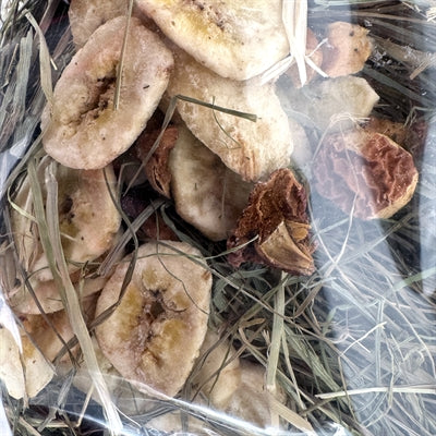 Excellent Kräuterheu Banane und Apfel Detailansicht – aromatisches Nagetierheu Nahaufnahme