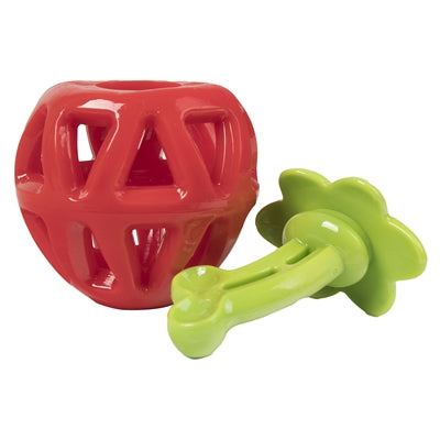 Fofos Fruity-Bites Leckerli-Spender Erdbeere Detailansicht – Snackspielzeug Nahaufnahme