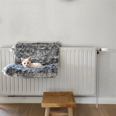Katzen-Hängematte für Heizkörper von Croci schwarz gesprenkelt, Seitenansicht