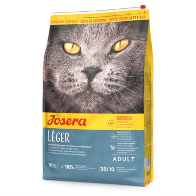 Josera Léger kalorienreduziertes Trockenfutter für übergewichtige Katzen Rückseite mit Inhaltsstoffen