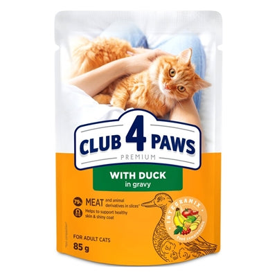 Club 4 Paws Premium Katzen-Nassfutter Ente in Bratensoße für erwachsene Katzen