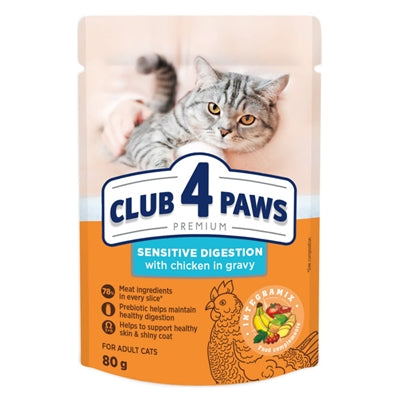 Club 4 Paws Premium Nassfutter für Katzen mit empfindlicher Verdauung Huhn in Soße