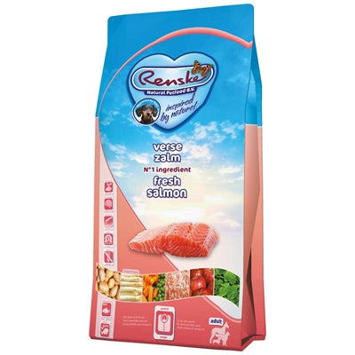 Renske Super Premium Lachs getreidefrei Detailansicht – hypoallergenes Hundefutter Verpackung