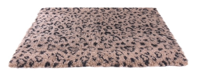 Martin Hundebett Leopardenmuster Beige Schwarz Detailansicht recycelter Stoff