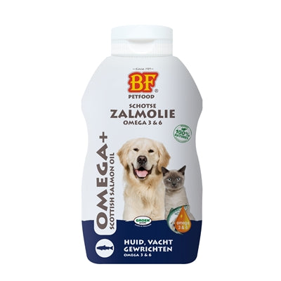 BF Petfood Lachsöl Flasche Detailansicht – Omega-3-Ergänzung für Hunde und Katzen