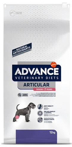 Advance Vet Diet Hund Gelenke Senior Futterverpackung Rückseite mit Inhaltsstoffen