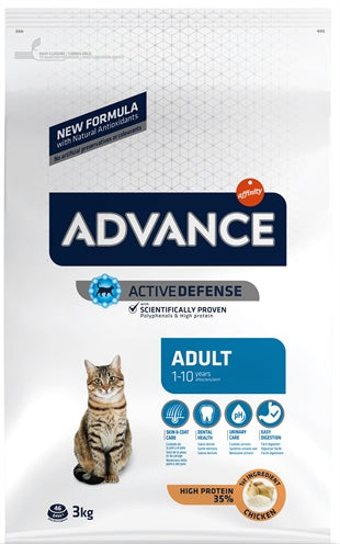 Advance Katze Ausgewachsen Huhn-Reis Verpackung Rückseite mit Nährwerten