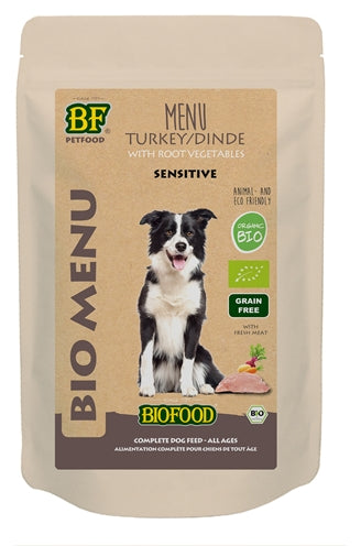 BF Petfood Bio Hundefutter Truthahn-Menü Beutel – biologisches Nassfutter