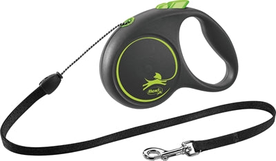 Flexi Rollleine schwarz Design Cord grün für Hunde – Kordelleine