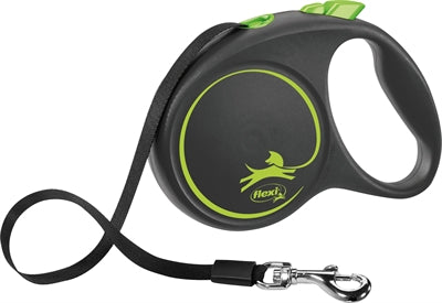 Flexi Rollleine Design Band Schwarz Grün – elegante Hundeleine Frontansicht
