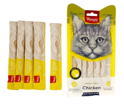 Wanpy Cremige Leckerbissen Huhn – Cremiger Katzensnack mit Hühnchengeschmack zum Schlecken