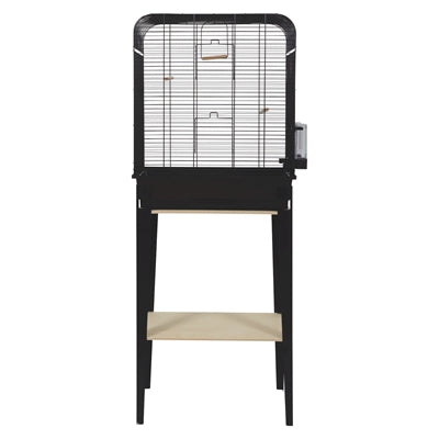 Zolux Vogelkäfig Chic Loft Schwarz mit Möbeln – Stilvoller Käfig für kleine Vögel