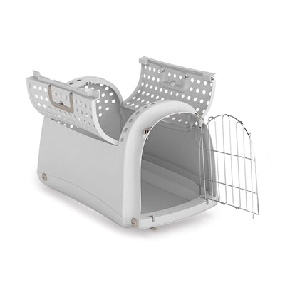 Imac Transportbox Linus Cabrio Hellgrau – Sichere Tragetasche für Katzen und kleine Hunde
