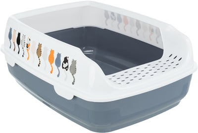 Trixie Katzentoilette Delio in Lila und Weiß – Offene Katzentoilette mit Rand