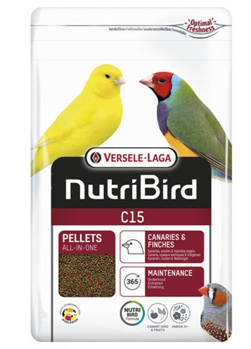 NutriBird C15 Erhaltungsfutter – Ausgewogene Pellets für Kanarienvögel und Finken