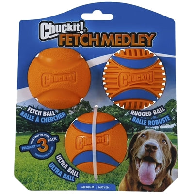 Chuckit Fetch Medley Gen 3 Ballset – Drei verschiedene Wurfbälle für Hunde