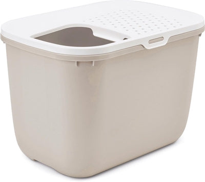 Savic Hop In Katzentoilette Weiß Mokka – Top-Entry Katzentoilette mit Deckel
