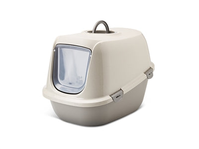 Savic Happy Planet Leo Haubentoilette Mocca Warm Grey – Nachhaltige Katzentoilette
