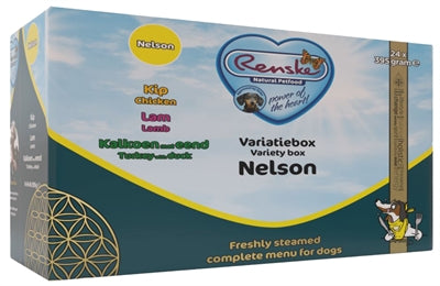 Renske Fleisch Variation Box Nelson – Nassfutter-Set Huhn Lamm Pute Ente für Hunde