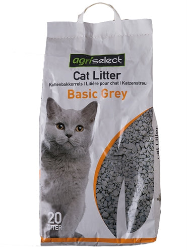 Agriselect Basic Grey Katzenstreu, Rückseite Verpackung mit Details
