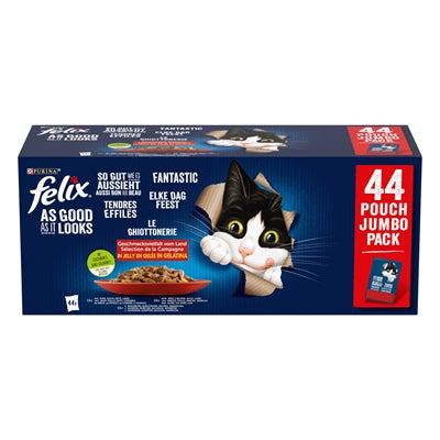 Felix Jeden Tag Ländliche Auswahl Nassfutter mit Rind, Huhn, Ente und Lamm