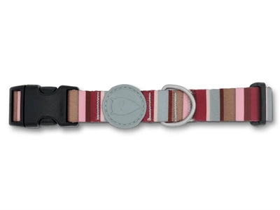 Morso Hundehalsband Skyline Rot Rosa recycelt Detailansicht Schnalle und Muster