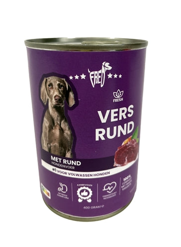 Freds Nassfutter Dose frisches Rind hochwertiges Hundefutter proteinreich