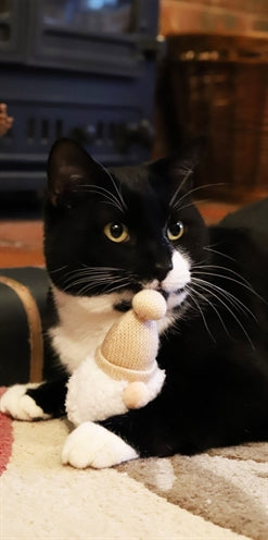 Rosewood Pom Pom Gonk Santa Katzenspielzeug Detailansicht – Weihnachten Spielzeug Katze Plüsch festlich