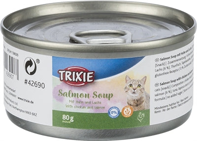 Trixie Lachssuppe glutenfreier Katzensnack mit Huhn und Lachs flüssige Belohnung