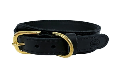 Sazzz Pioneer Classic Hundehalsband Leder schwarz zeitloses Design