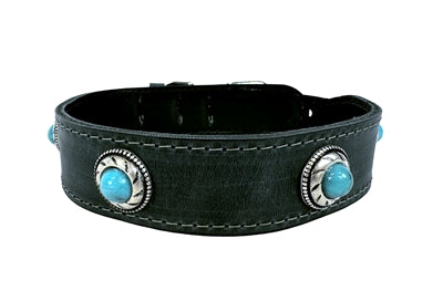 Sazzz Zzzsazzz Halsband Hund Boho Schatz Stein Vintage Leder Anthrazit