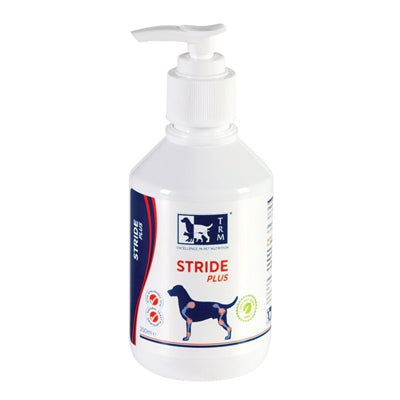 TRM Stride Plus flüssig Rückseite Inhaltsstoffe – Hund Gelenk Hyaluronsäure Dosierung