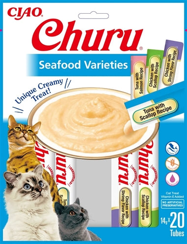 Inaba Churu Multipack cremige Katzensnacks mit Meeresfrüchten zum Auslecken