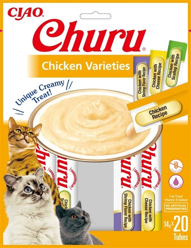 Inaba Churu Multipack cremige Katzensnacks mit Huhn zum Auslecken