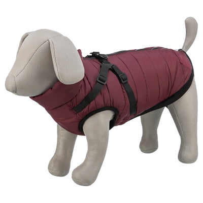 Trixie Pirou Hundebekleidung sangria – Seitenansicht mit Geschirrführung