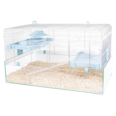 Zolux Panas Nagetierkäfig in Blau, kompakter Käfig für Hamster und Mäuse
