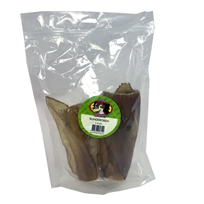 Getrocknete Rinderohren von Petsnack als Hundekauartikel, Seitenansicht